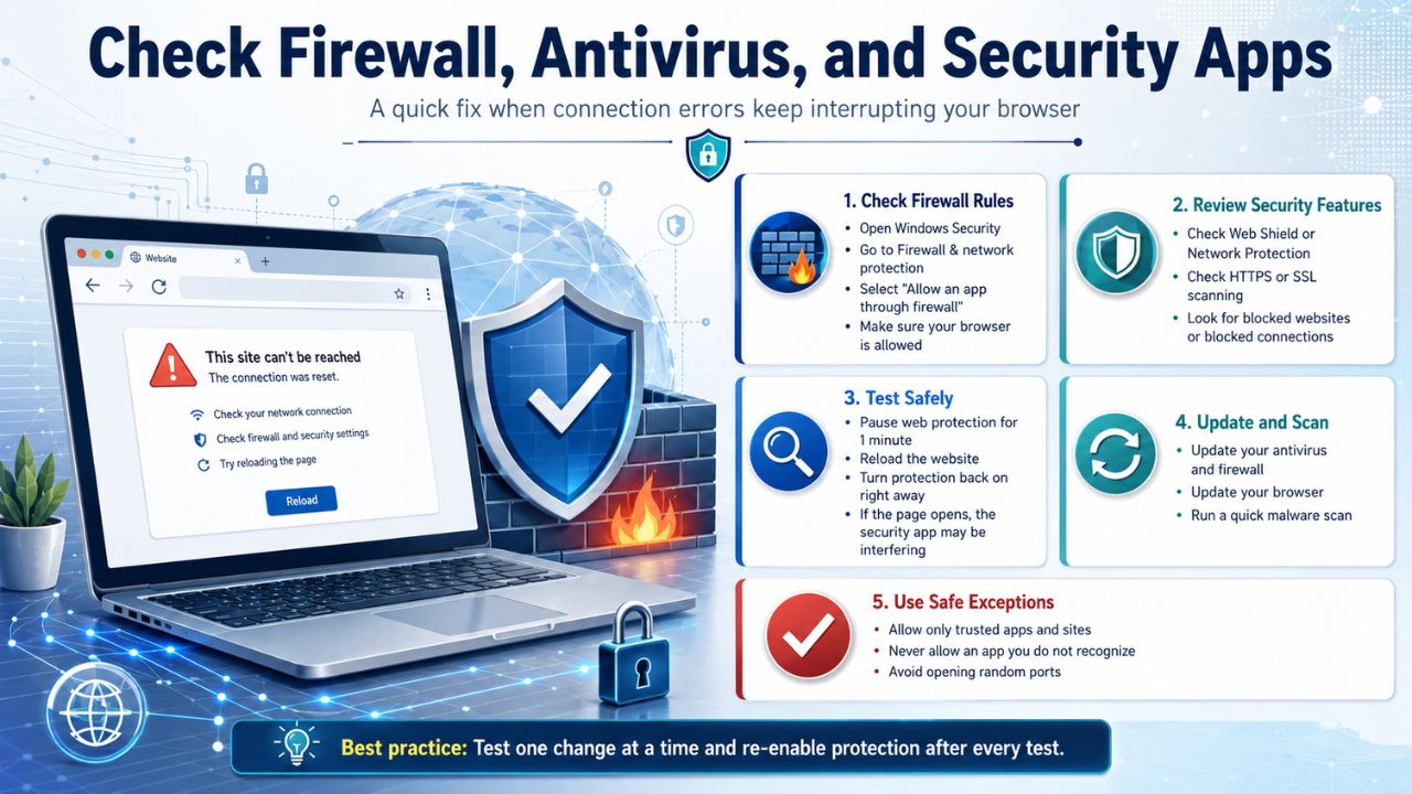 Check Firewall, Antivirus, and Security Apps