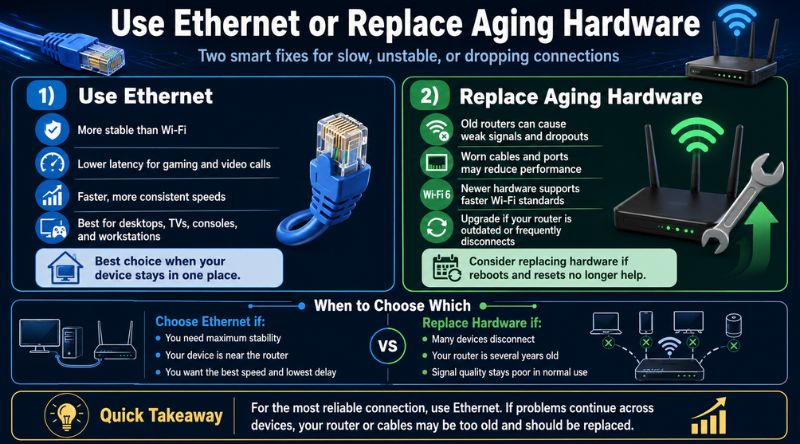 use ethernet or replace aging hardware