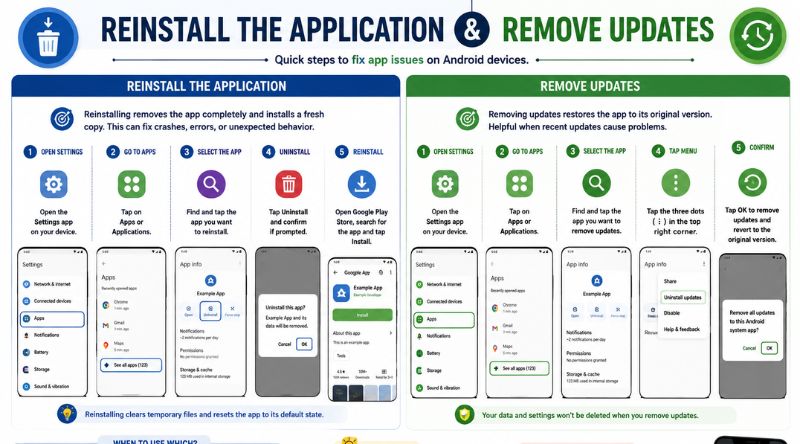 Reinstall the Application and Remove Updates